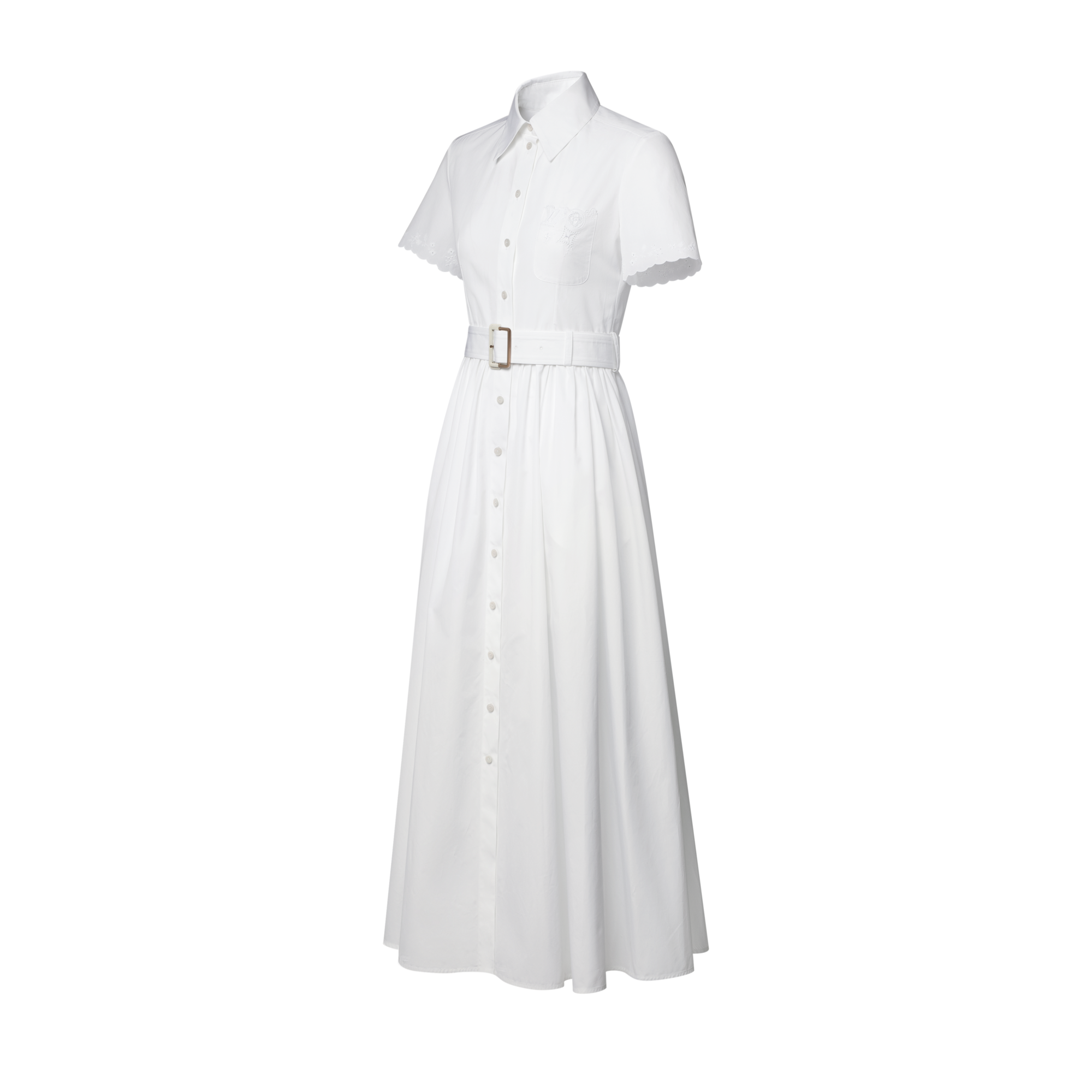 Broderie Trim Belted Shirt Dress - Women - Ready-to-Wear | LOUIS